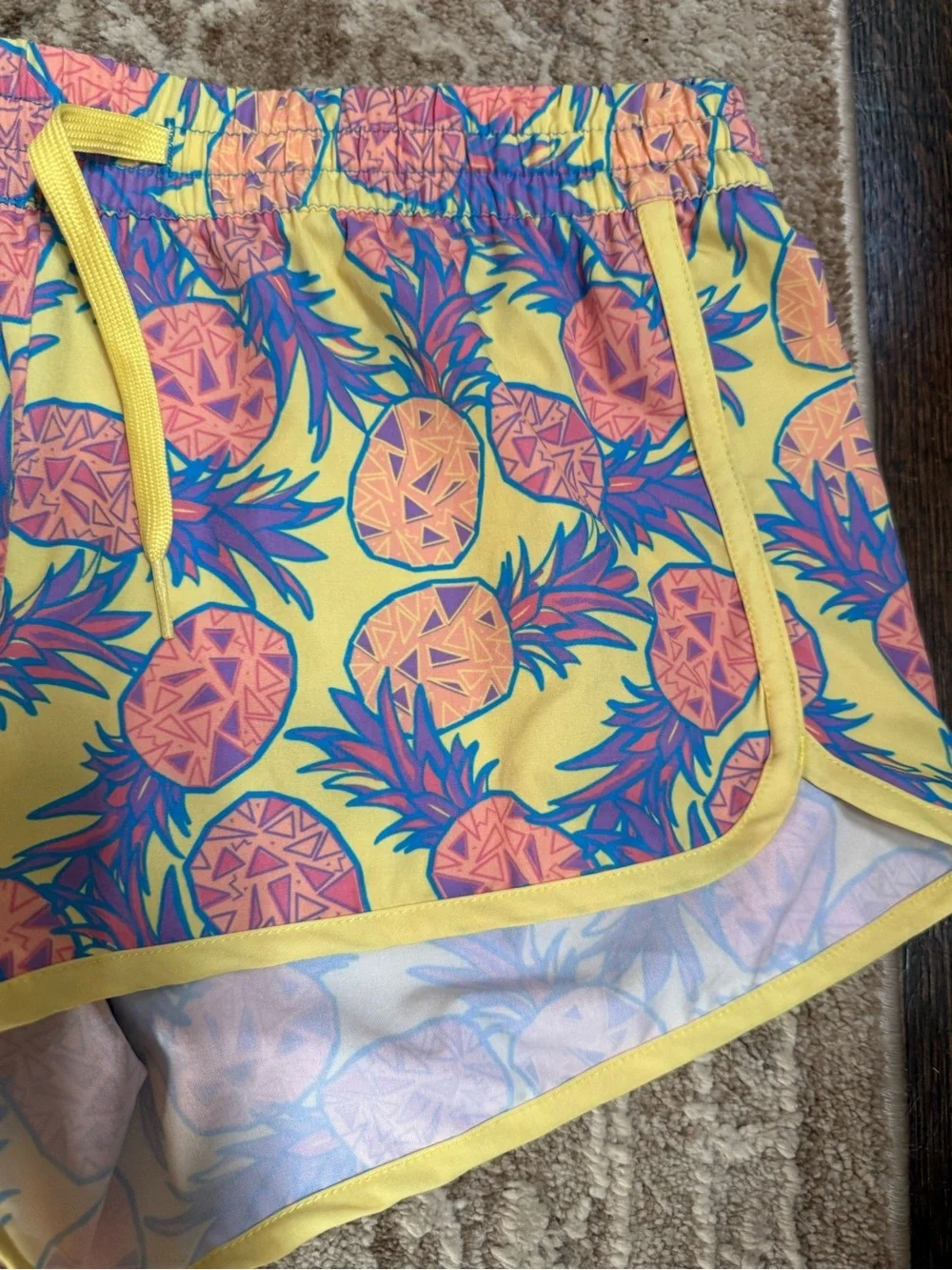 Tipsy Elves Yellow Pineapple Print Athletic Lounge Shorts